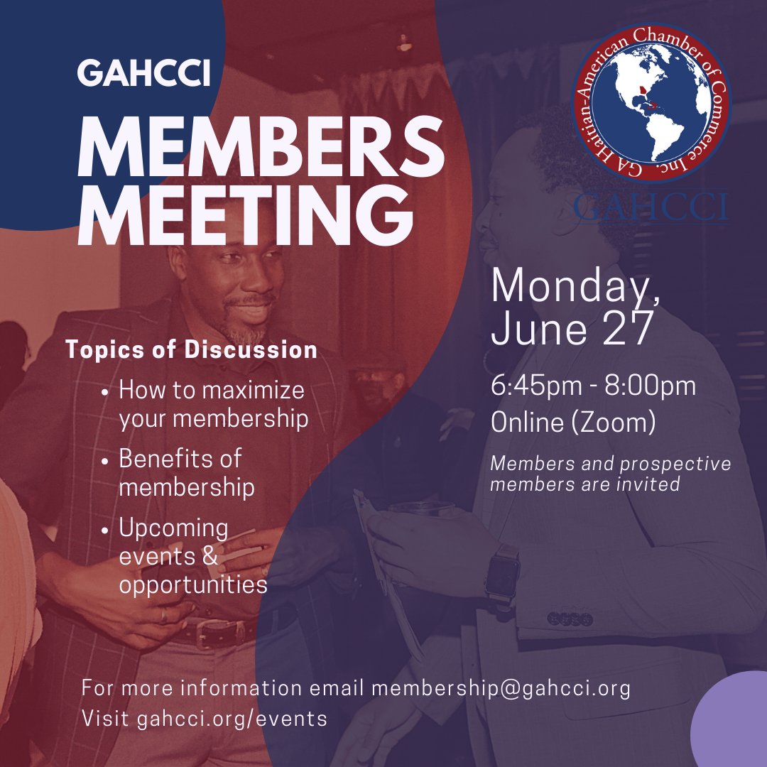 Are you getting the most out of membership? Join us on the June 27th to learn the benefits and how to maximize your membership. 
RSVP here: bit.ly/3zChSJN

#commerceworx #chamberofcommerce #Atlanta #HaitianAmerican