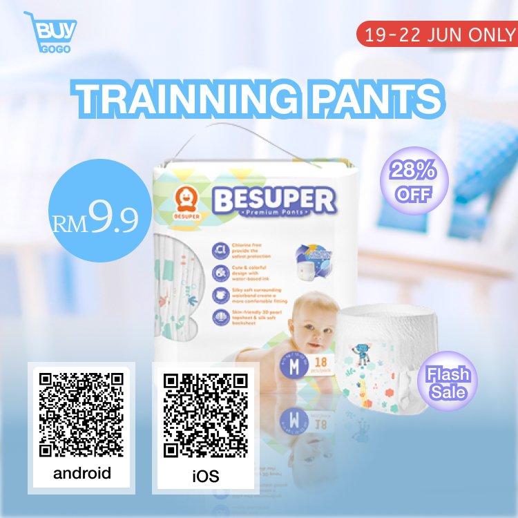 Buygogo520's tweet photo. BESUPER Diapers Pull-ups Pants Diaper
Gender:Unisex
You only need RM 9.9 to enjoy it!
Deadline:22th/Jun/2022
From June 17th to June 30th, the free shipping activities are in full swing
Check out deals and products at:
https://t.co/ClibCFUgCV
#diaper #pulluppants #trainingpants https://t.co/nLtm25D4EH