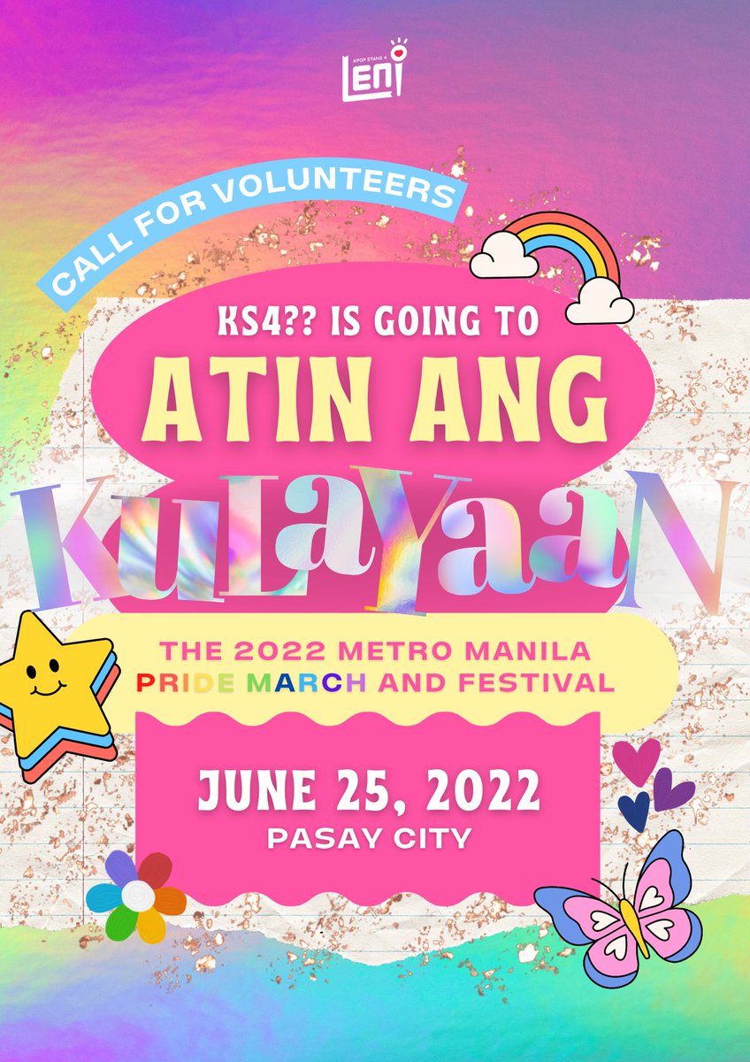 KPOPSTANS4GG's tweet photo. Ito na ang HOT, HOT, 🥵 HOT, HOT na balita! 

📢 Calling all gals, and bros, and non-binary Lænis 📢

🌈 KS4?? IS GOING TO THE METRO MANILA PRIDE MARCH AND FESTIVAL IN PASAY! 🌈

As usual, we need ya! 😉

🔗: https://t.co/foZ1ufRBwy

#KPopStans4Leni
#IntoTheNewPH
#AtinAngKulayaan https://t.co/0c0Y94VhSl