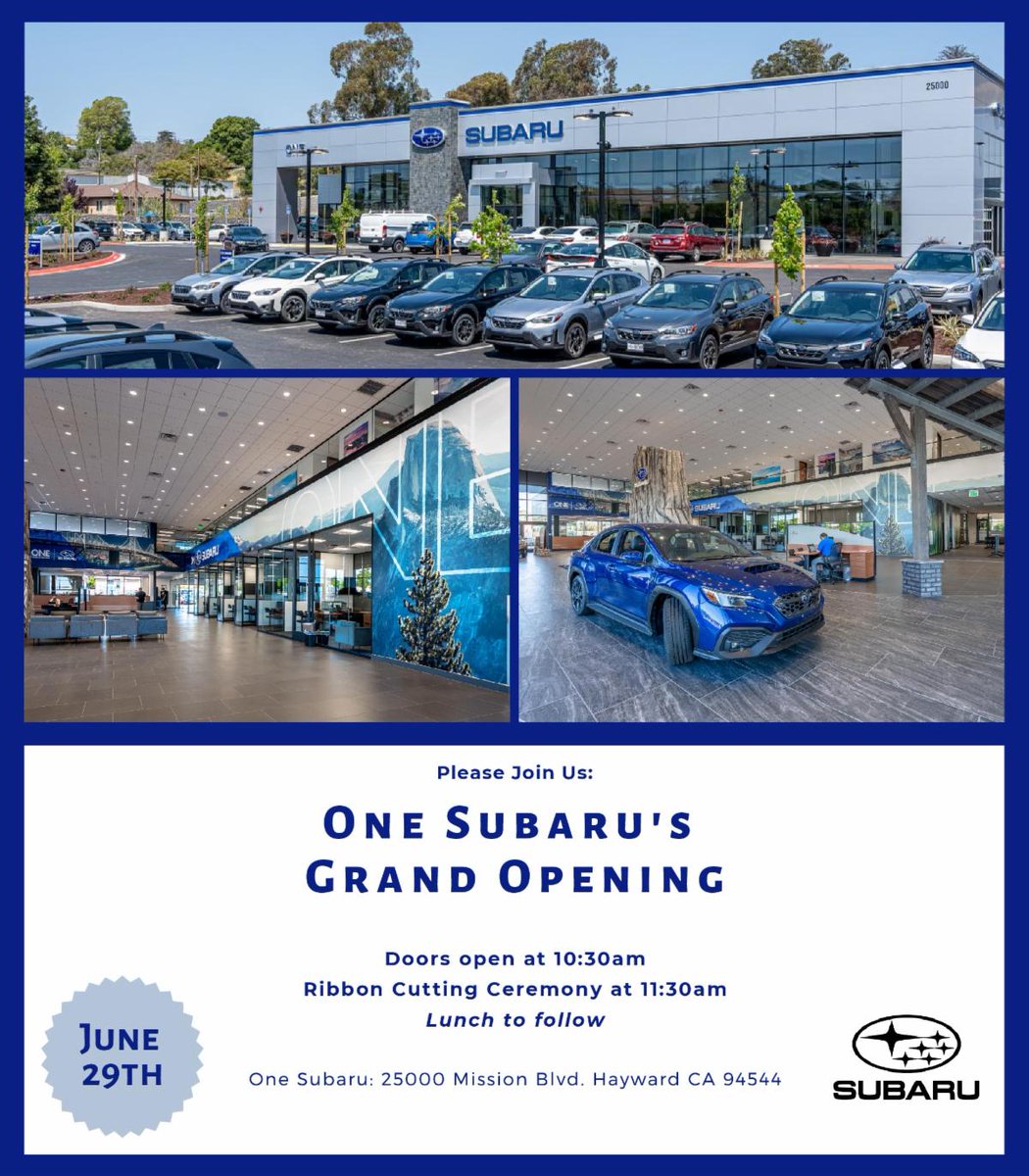 Join us for a grand opening celebration and lunch at 'Subaru National Forest' June 26 at One Subaru conta.cc/39ACjMx
conta.cc/3xBSFN3