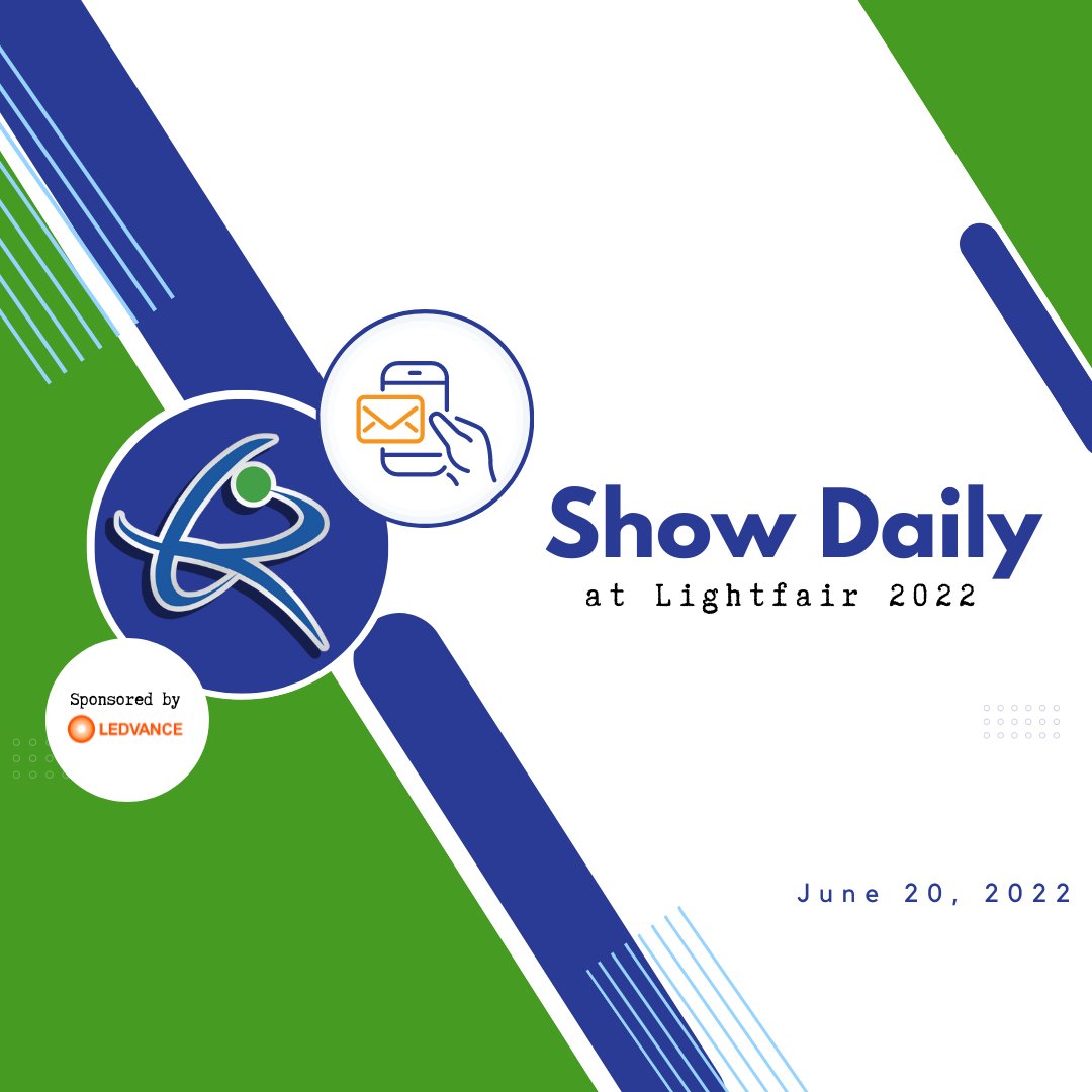EdisonReport's tweet photo. It's LightFair time and we're here for it. Read our pre-show daily, out now, and see the top 10 must-see products at LightFair. 
https://t.co/m0cbidx2ZI
Thank you LEDVANCE for sponsoring this edition.
#lightingnews #lightingindustry #edisonreport #showdaily #top10mustsee https://t.co/q60EcEYmOE
