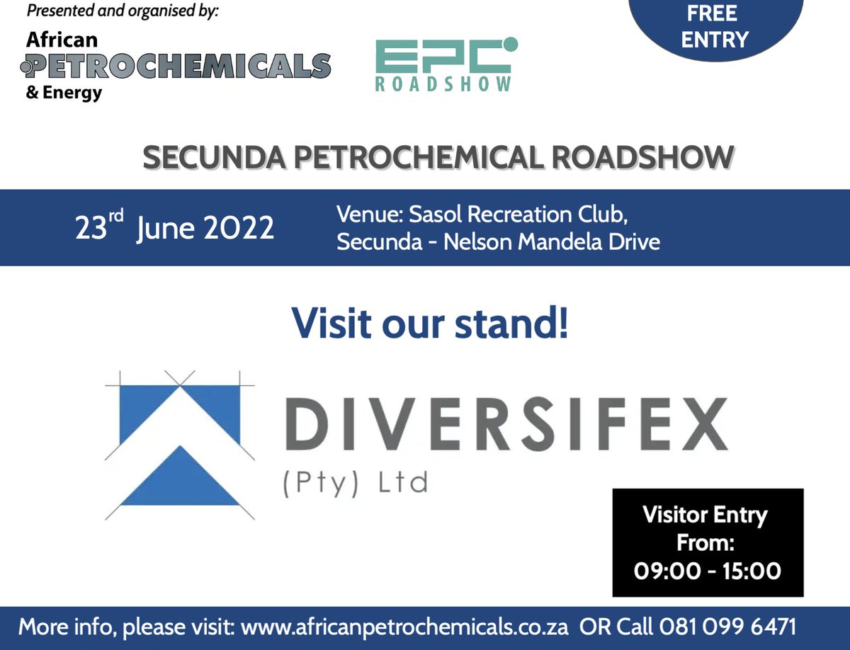 We would like to welcome Diversifex to the Secunda Petrochemical Roadshow.

Diversifex was established in 2013 as an industrial equipment rental company to services the construction industry with plant and earth moving equipment. The company’s client...