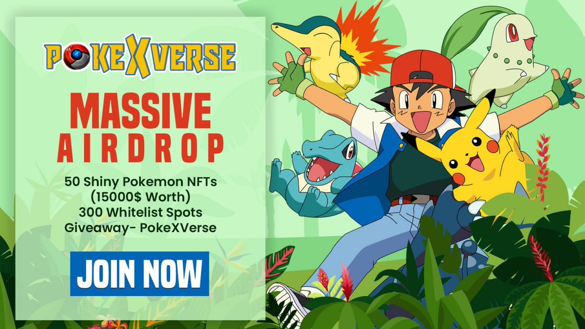 CryptoTownEU's tweet photo. 🚀 Airdrop: PokeXverse NFTs
💰 Value: 300 Whitelist Spots + 50 Shiny PokeXverse NFTs Worth $15000
📅 End Date: 31st August, 2022
🏦 Distribution Date: 2 weeks after Mint

Go to the Airdrop Page
https://t.co/m9ZjGRC62z

#Airdrop #Airdrops #Crypto #Giveaway https://t.co/pVtoaO2XFz