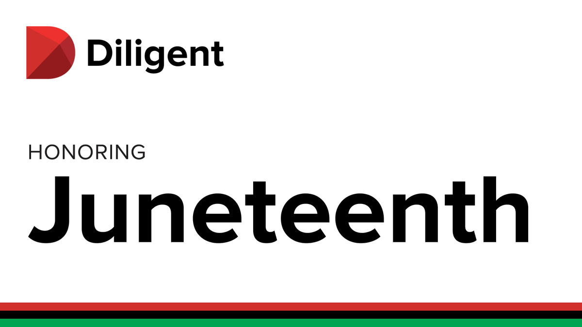 Today, Diligent recognizes Juneteenth, an annual recognition of the official end to slavery in the U.S. Not only today, but every day, we are committed to creating a diverse and inclusive workforce in which every one of our team members are valued and celebrated. #Juneteenth