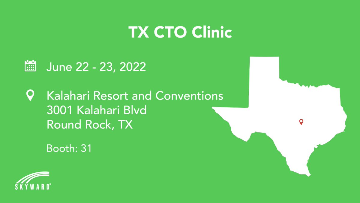 Skyward_Inc's tweet photo. We're just a few days away from the start of the 2022 @TXEdTechLeaders Summer Clinic! 🙌

We're looking forward to connecting with #K12 professionals and #EdTech aficionados in the Lone Star State. Keep an eye out for the Skyward team at booth 31!

#TETL2022 #TXEdTech https://t.co/UKRznLNXkU
