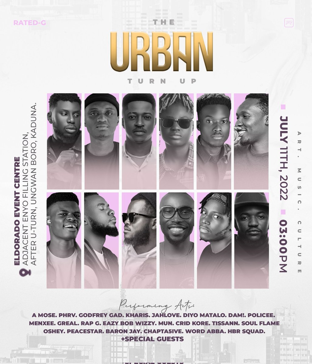 RytPathCo's tweet photo. We're happy to announce that we've partnered with #RatedG and we're bringing "The Urban Turn Up" to Croc City on 11 July.
RSVP and don't miss the chance to turn up with your favs. π https://t.co/9jcueSg9l7