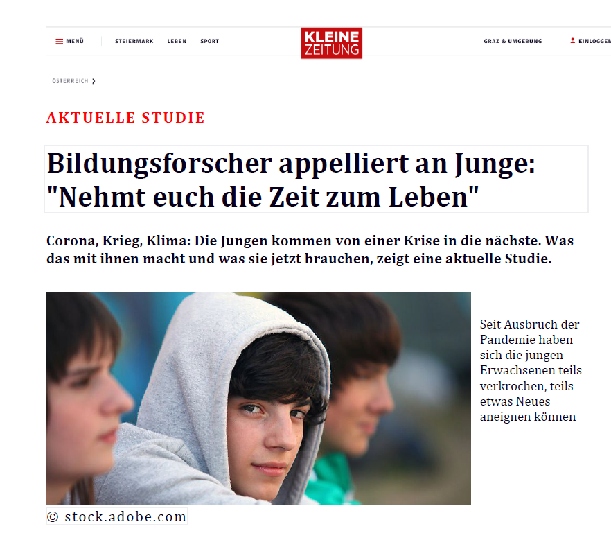 huberedulead's tweet photo. Das Schul-Barometer des IBB der PH Zug in “Die Kleine Zeitung” zum Thema “Jugend und junge Erwachsene". In Kürze erscheinen die Befunde der Teilstudie “Generation C”. #HuberEduLead #EduLead #WELS2022 #WELSEduLead #IBB #PHZug #Schulbarometer #SchuBa #Jugend #GenerationC https://t.co/64VmN9X17c