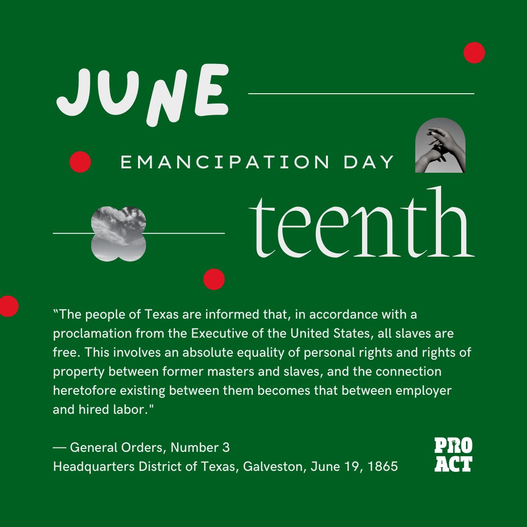 ProactIndy's tweet photo. In honor of #Juneteenth2022, we must reflect on the work that still needs to be done to reach true freedom and racial equality. Letβs work to #standinthegap for our communityβs most vulnerable populations.
β€οΈππ
#poweredbyProAct https://t.co/N3HiYx84tI