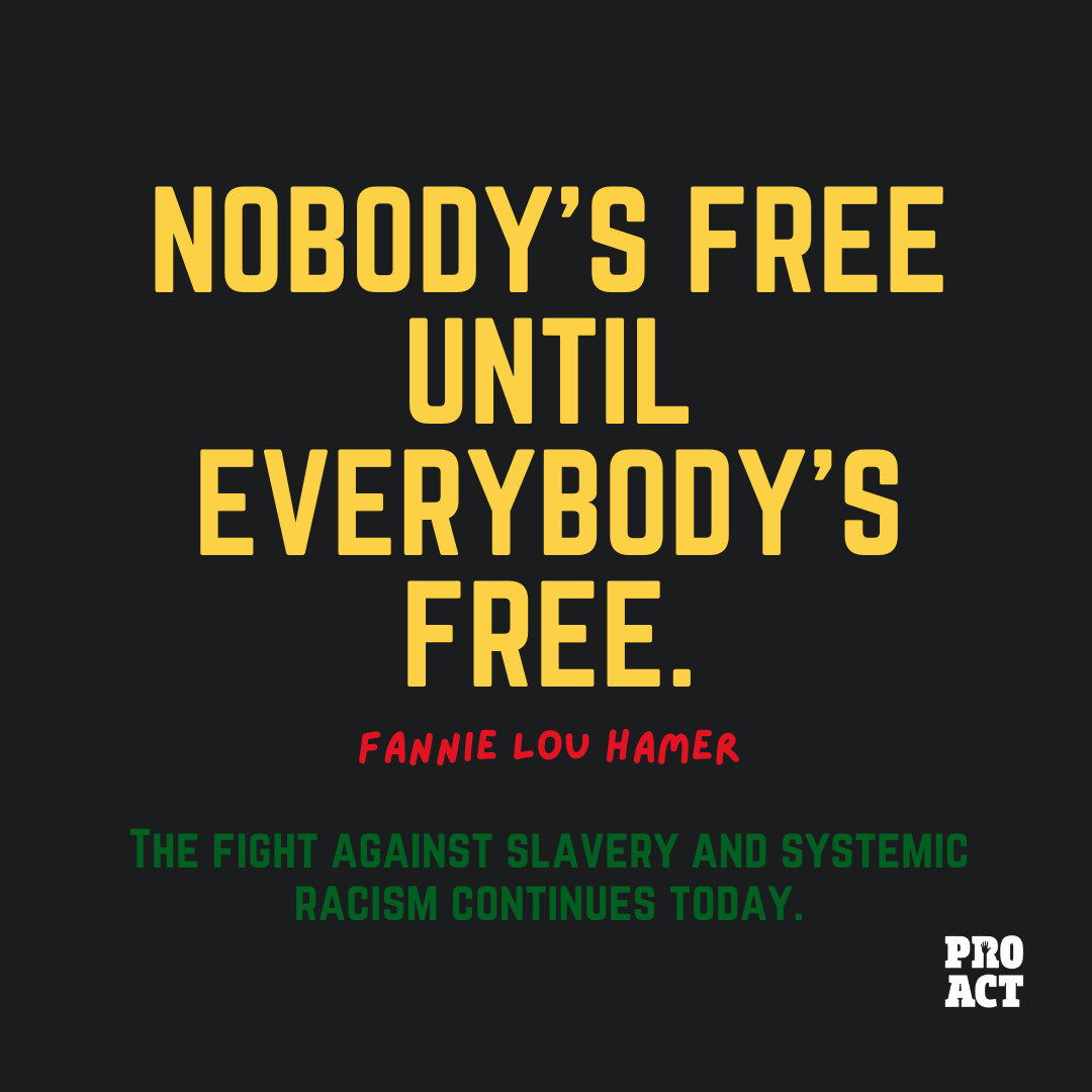 ProactIndy's tweet photo. In honor of #Juneteenth2022, we must reflect on the work that still needs to be done to reach true freedom and racial equality. Letβs work to #standinthegap for our communityβs most vulnerable populations.
β€οΈππ
#poweredbyProAct https://t.co/N3HiYx84tI