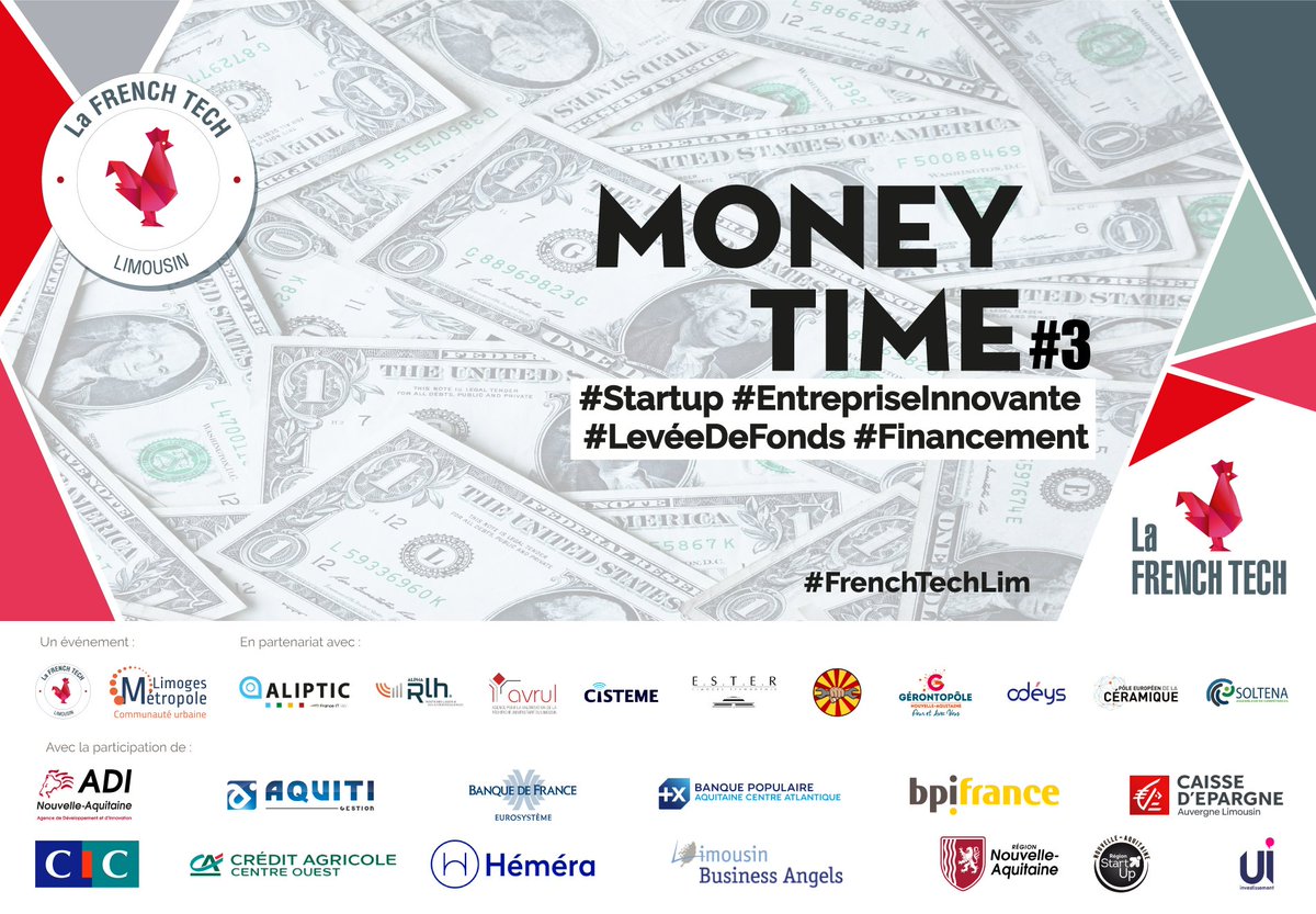 // MONEY TIME // J-10 avant la 3e édition du 𝗠𝗼𝗻𝗲𝘆 𝗧𝗶𝗺𝗲 💰

👀 On inverse les rôles avec une session de pitchs des acteurs du financement de l'innovation !

📍 Rdv 30 juin après-midi à Héméra à #Limoges
🎫 Gratuit sur inscription : my.weezevent.com/money-time-3

<a href="/LaFrenchTech/">La French Tech</a>