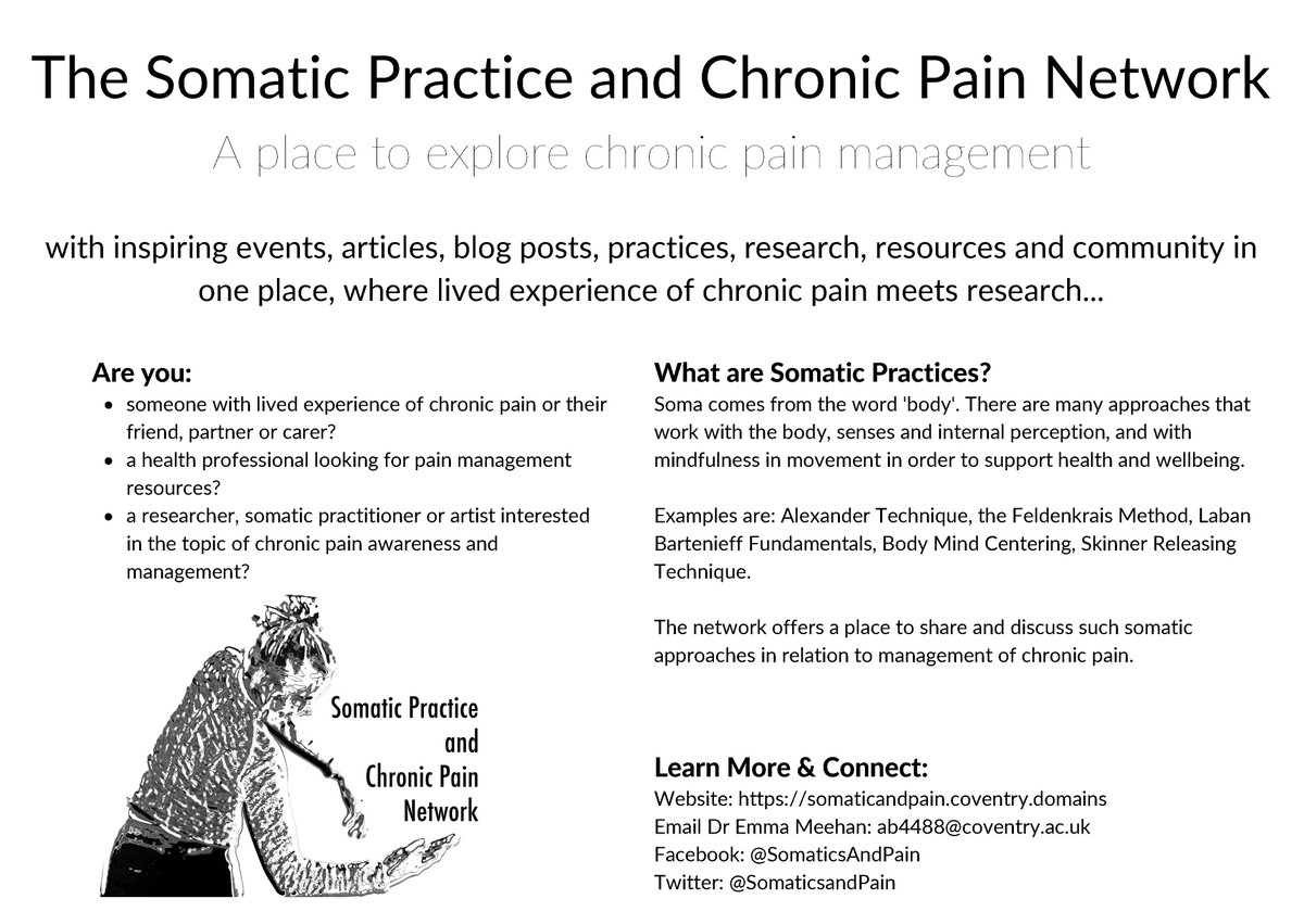 SomaticsAndPain (@somaticsandpain) on Twitter photo New flyer for the <a href="/SomaticsandPain/">SomaticsAndPain</a> network.
Check out our website and follow us on social media! somaticandpain.coventry.domains 
<a href="/ElineKieft/">Eline Kieft</a> <a href="/MaisieBethJame1/">Maisie Beth James</a> <a href="/CarterBernie/">Bernie Carter</a> <a href="/RosaSenCis/">Rosamaria K Cisneros 💛❤️</a> <a href="/DrAlineHaas/">Dr Aline Haas</a> <a href="/IanTennant_PhD/">Ian Tennant</a> <a href="/SarahCharlesNC/">Sarah Charles PhD</a> @MiciaDw @KauserHusain91 <a href="/paintoolkit2/">Pete Moore</a> <a href="/keith_meldrum/">Keith Meldrum 🇨🇦</a> New flyer for the <a href="/SomaticsandPain/">SomaticsAndPain</a> network.
Check out our website and follow us on social media! somaticandpain.coventry.domains 
<a href="/ElineKieft/">Eline Kieft</a> <a href="/MaisieBethJame1/">Maisie Beth James</a> <a href="/CarterBernie/">Bernie Carter</a> <a href="/RosaSenCis/">Rosamaria K Cisneros 💛❤️</a> <a href="/DrAlineHaas/">Dr Aline Haas</a> <a href="/IanTennant_PhD/">Ian Tennant</a> <a href="/SarahCharlesNC/">Sarah Charles PhD</a> @MiciaDw @KauserHusain91 <a href="/paintoolkit2/">Pete Moore</a> <a href="/keith_meldrum/">Keith Meldrum 🇨🇦</a>