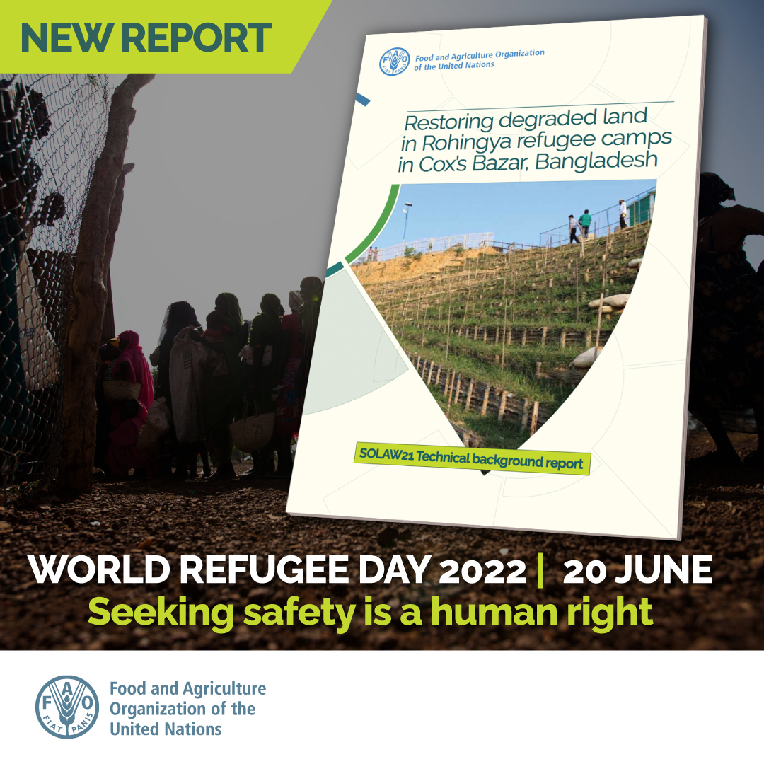 FAOLandWater's tweet photo. Find out how the use of field and remote sensing information supports the monitoring and restoration of degraded land in and around the Rohingya refugee camps of Cox’s Bazar in Bangladesh.

🆕@FAO publication👉https://t.co/XmctRmGVaY

@Refugees   #WorldRefugeeDay   #WithRefugees https://t.co/m2Koi0E9XL