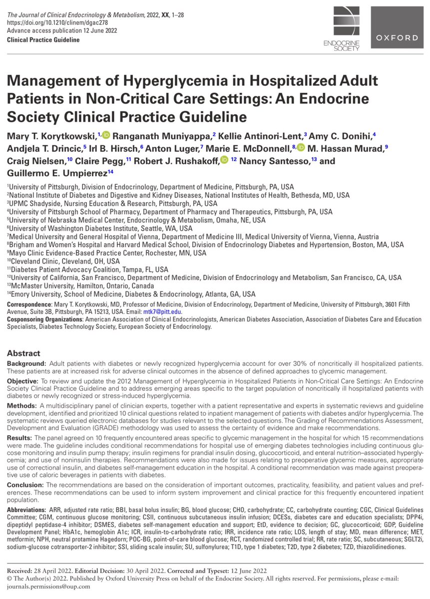 AmbrizMau's tweet photo. Manejo de la hiperglucemia en pacientes adultos hospitalizados en entornos de cuidados no críticos: guía de práctica clínica de la Endocrine Society.

The Journal of Clinical Endocrinology &amp; Metabolism 2022; DOI: https://t.co/f4JiXnK3Ar https://t.co/H0kfvkYw3f