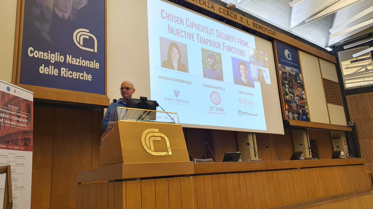 Prof. Giuseppe Ateniese introducing the first keynote by Susan Hohenberger Waters