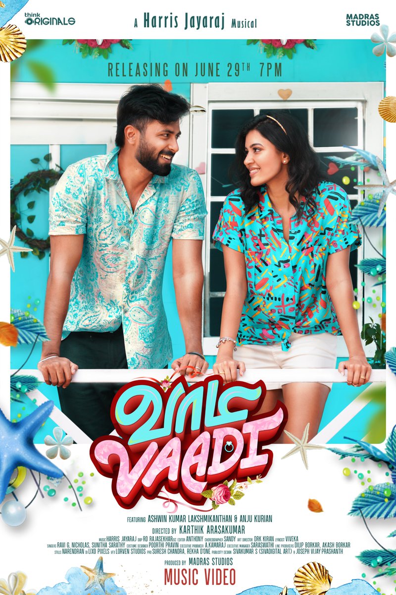 thinkmusicindia's tweet photo. The Countdown Begins ⏳
Gear up for #ThinkOriginals #VaadiVaadi music video❤️
Dropping on 2⃣9⃣th June, 7⃣pm 

A @Jharrisjayaraj Musical 
Ft @i_amak &amp; @AnjuKurian10
Directed by #KarthikArasakumar @twkarthiarasu
 ✍️ @Viveka_Lyrics
🎤 #RaviG #SamuelNicholasJayaraj &amp; 
@SunithaSarathy https://t.co/v4cjoUU4Vd