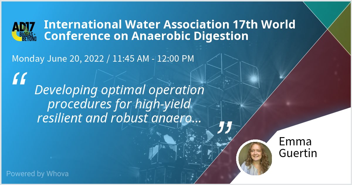 I am speaking at International Water Association 17th World Conference on Anaerobic Digestion. Please check out my talk if you're attending the event! #AD17 #AnaerobicDigestion #BeyondBiogas - via #Whova event app