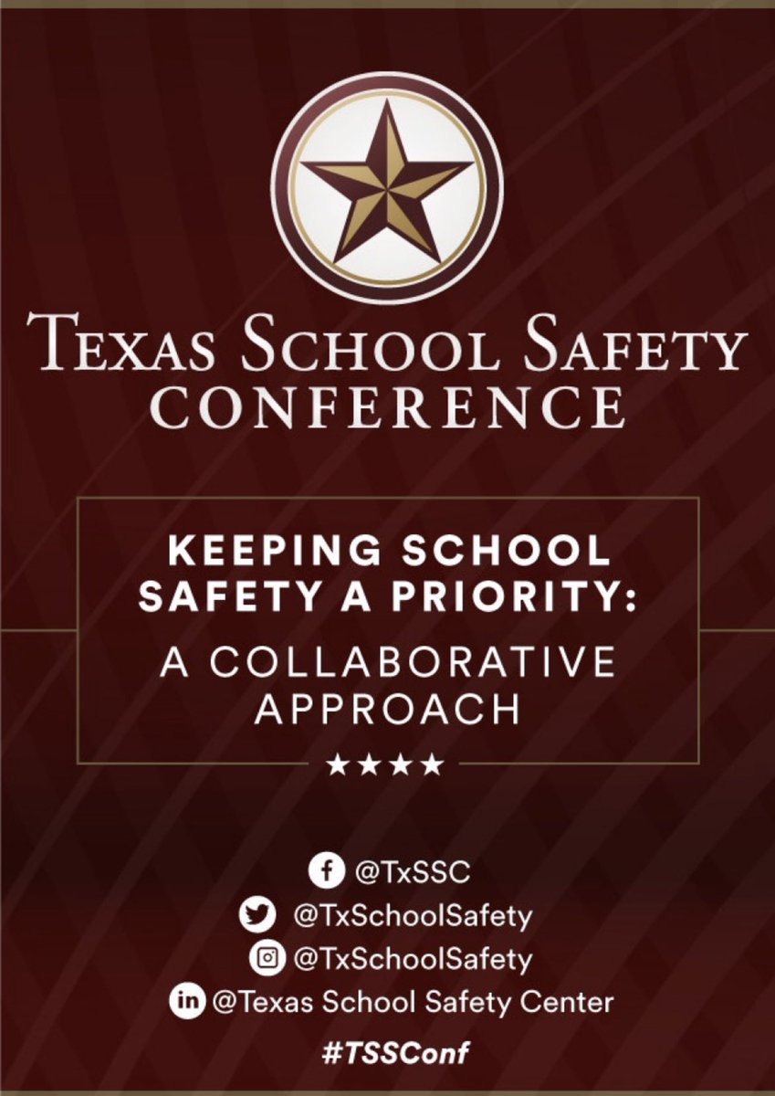 Super excited to be back in person!  I’ve been waiting for this meeting for several years!  Thanks @TxSchoolSafety and sponsors for making this happen. #TSSConf