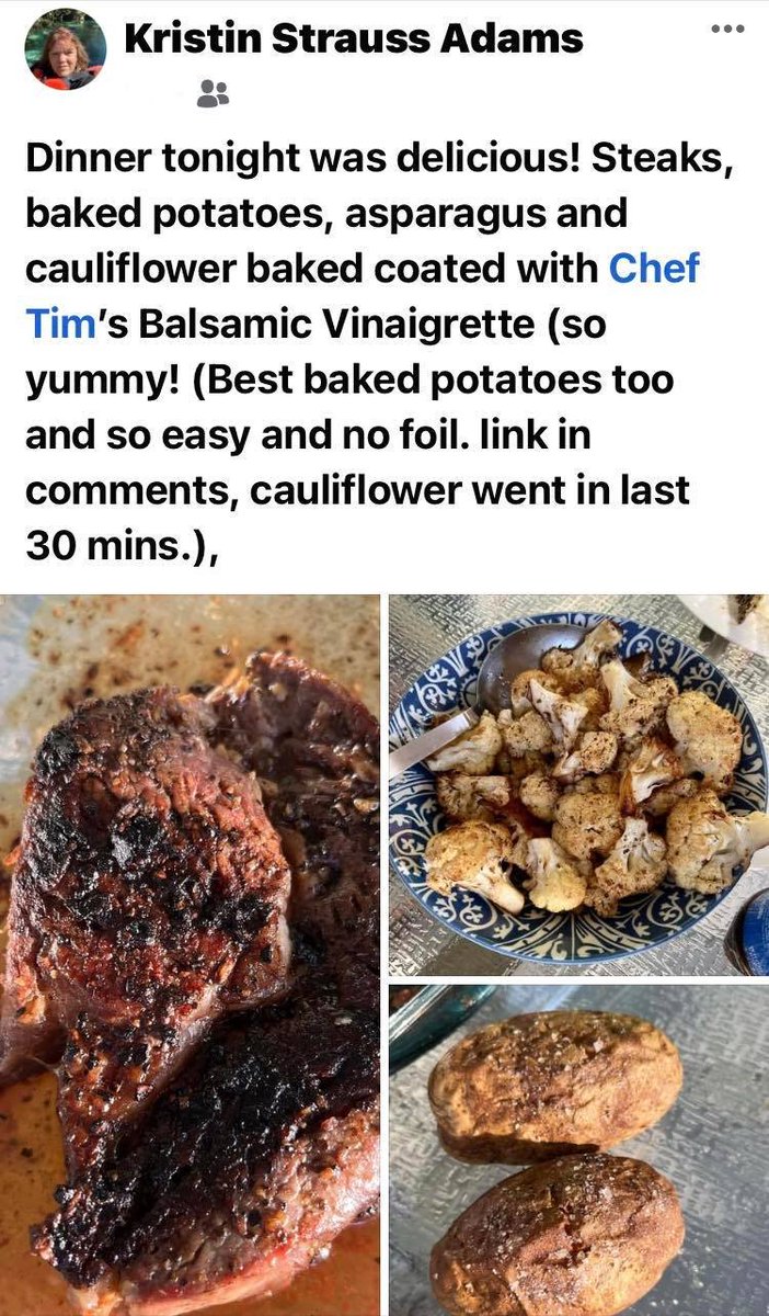ChefTimFoods's tweet photo. Awesome shout-out! Looks delicious 👀 Thanks @kristinadam5 !!!!
#CustomerTasteAMonial #customerphoto #ThankYou
#ChefTimsSweetBalsamicVinaigrette #UseItAsAMarinade #DressingAndMarinade #Marinade #GlutenFree #ChefTimFoods #ShakeShakeShakeDontRefrigerate https://t.co/uNyr1H7XIv