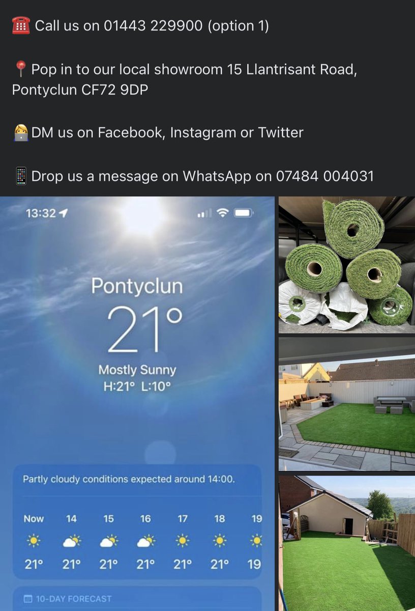 ☀️☀️SUMMER IS FINALLY HERE☀️☀️

This is the weather we’ve all been waiting for 😍

Along with this gorgeous sun give your garden the makeover it dreserves🥰 

Prices start from just £9.99m2😳

✅ 4m &amp; 5m widths available 

✅ Child and Pet friendly 

✅ Variety of thickness