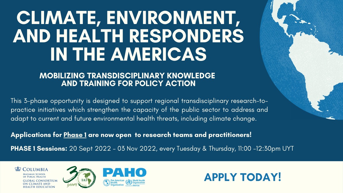 📢Call for #Climate, #Environment &amp; #Health Responders in the Americas - Practitioners &amp; researchers: Join our free training on #transdisciplinary approach at the science-policy interface!

🗓️Expression of Interest: August 1, 2022

iai.int/en/post/detail…