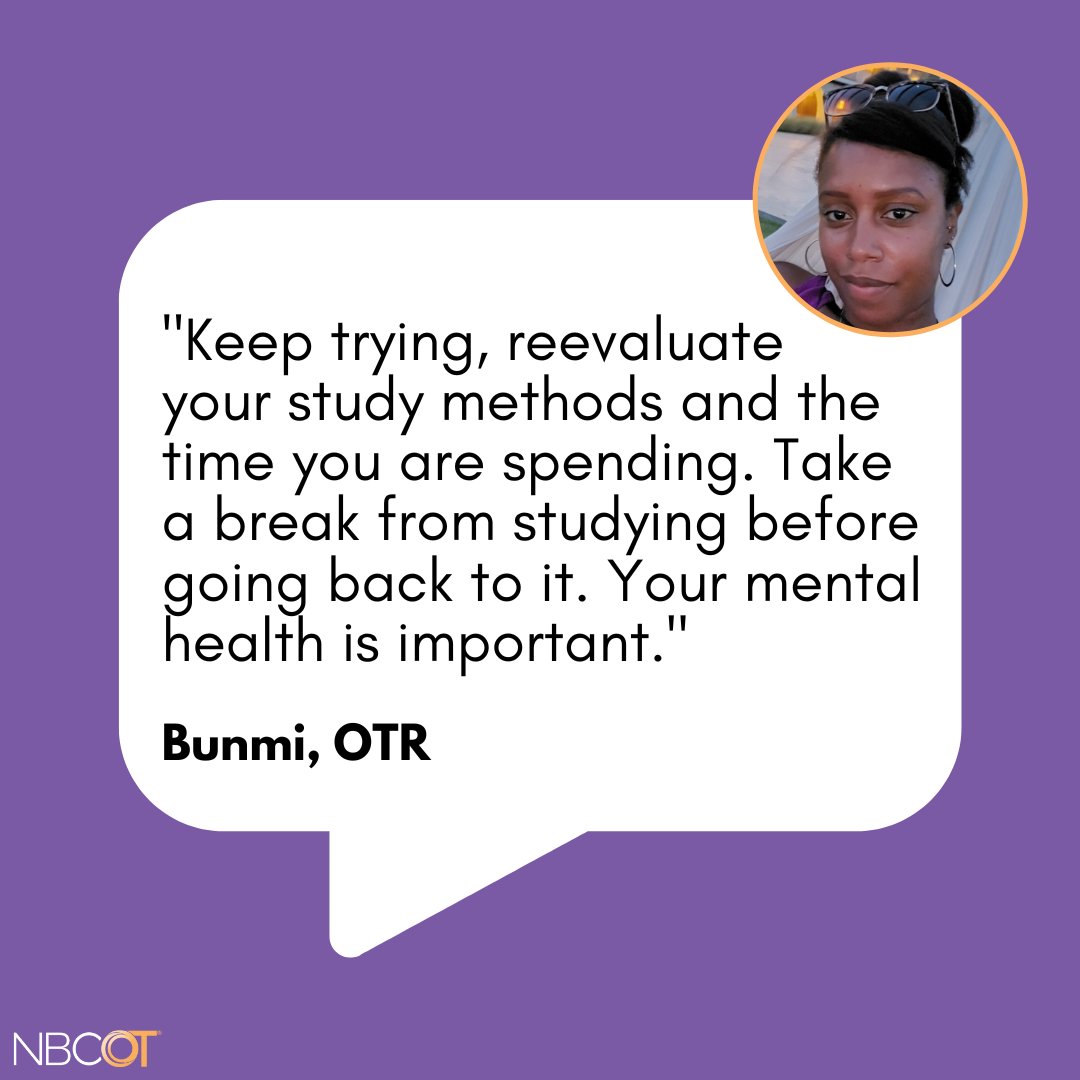 NBCOT's tweet photo. Are you retaking the NBCOT Exam? Check out this advice from recently certified OTRs & COTAs on preparing to retake the exam. Comment below if you have any tips to share! #futureOTR #futureCOTA #certifiedOTR #certifiedCOTA #otstudentlife https://t.co/AZTtqgKAJw