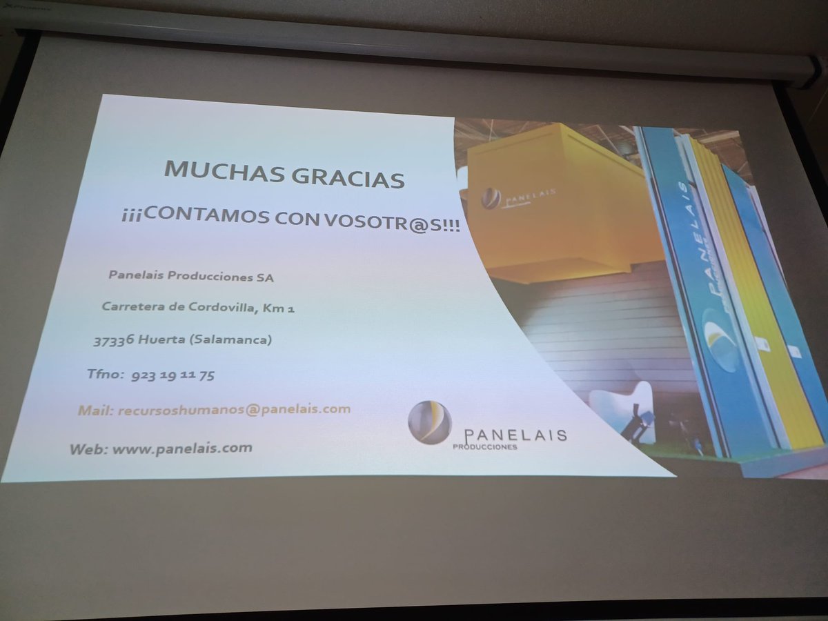 Esta mañana <a href="/panelaisProducc/">Panelais</a> ha ofrecido a los alumn@s que próximamente van a titular, de Instalación y Mantenimiento y Edificación y Obra Civil, un charla de presentación de su empresa. Indicándoles su interés en contar con ellos para formar parte de su empresa.
