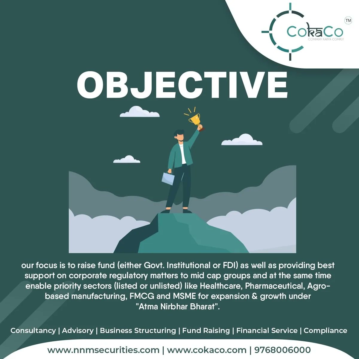 cokaco_'s tweet photo. We are committed towards the well being of our clients' financial needs...
Our #Vision #Mission and #Objectives are all the things that we firmly stand for.
#Financial #wellbeing #Cokaco #Strength #Corporate #Advisory #Client #atmanitbharbharat https://t.co/vcCjJe9c48