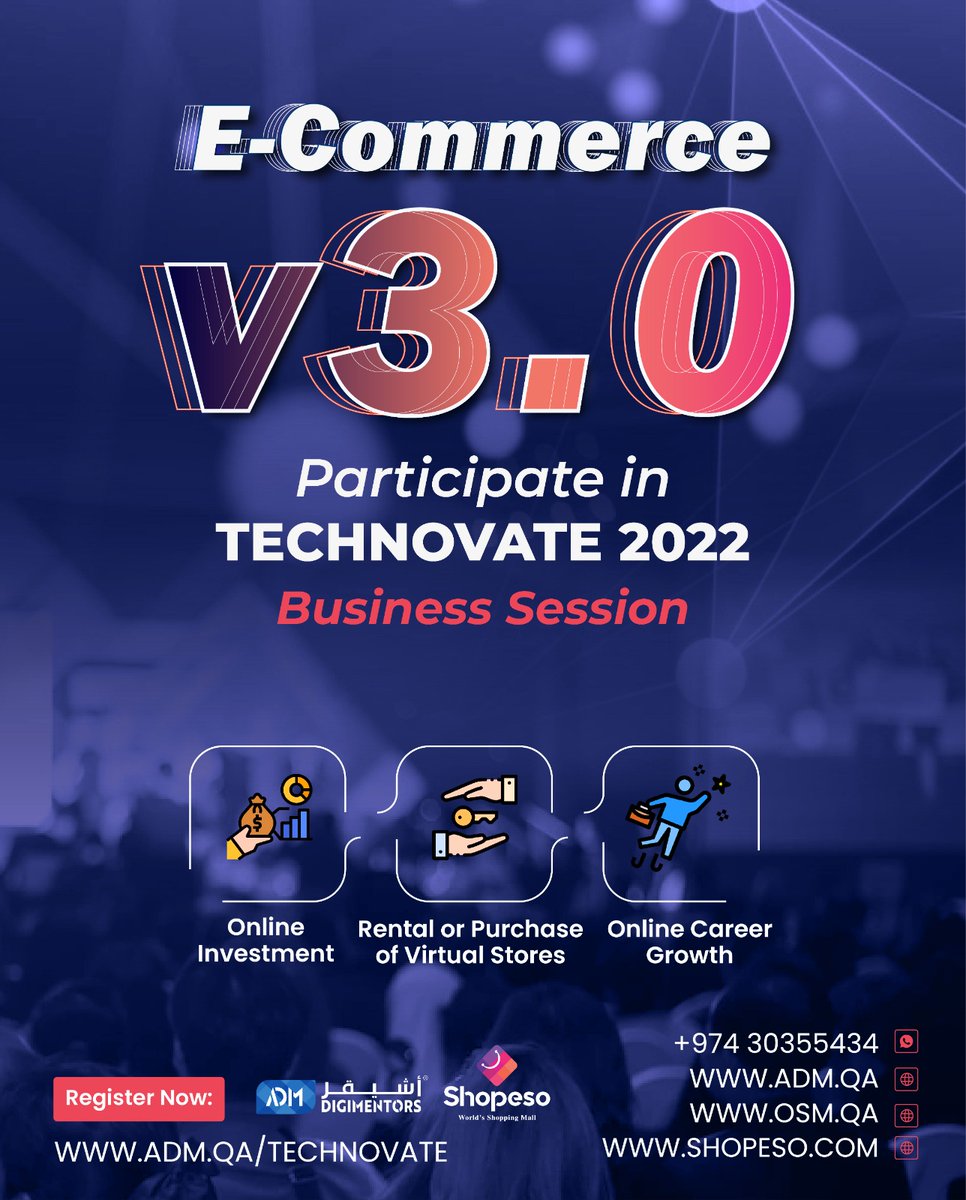 DigitalattoDGTL's tweet photo. A Digital Business Session, where we introduce the revolutionary business model based on Ecommerce 3.0 and Blockchain.

RSVP with name to 30355434 / 50778337

Where: Al masa, Holiday Inn, The Business Park, Qatar
When: 22nd of June 2022, 07:00 PM to 09:00 PM https://t.co/2bxKdnJZo6