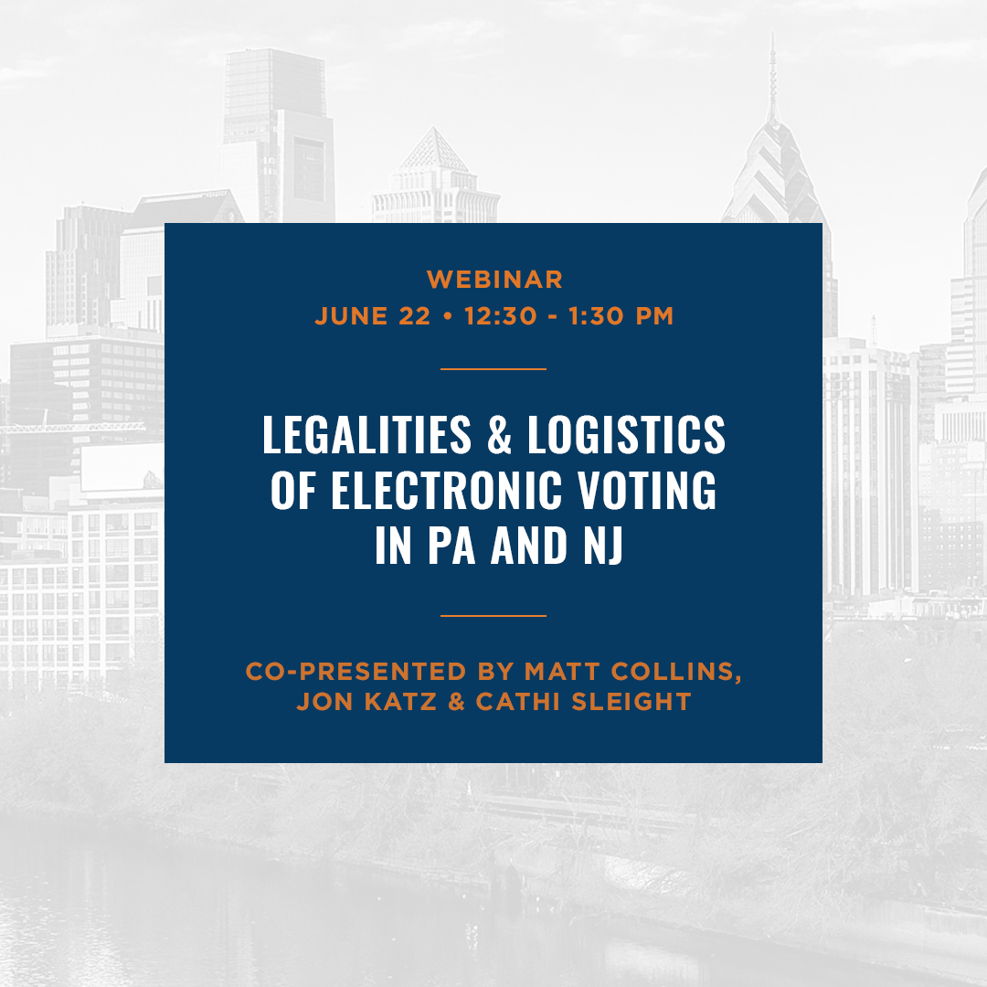 Join Matt Collins of Horn Williamson, along with Jon Katz of Hill Wallack and Cathi Sleight of Vote HOA Now on 6/22 for an informative webinar regarding legal considerations for electronic voting in PA&amp; NJ community associations. Register here: bit.ly/3n5lX1M