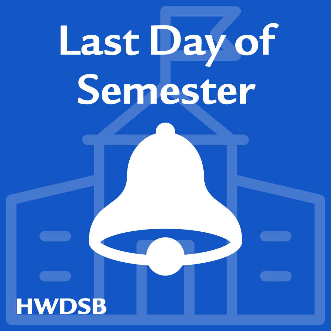 Today marks the last day of the semester for secondary students! HWDSB wishes you all the best as you prepare for Student Success Days, exams, year-end events, and the final moments of the 2021-22 school year 🌞