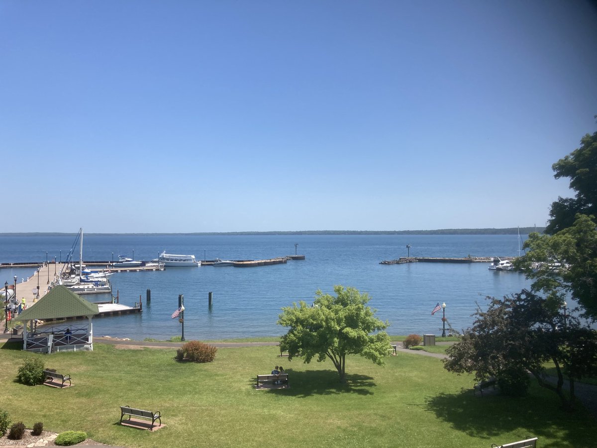 mikemcgowan's tweet photo. Lunch on the deck in Bayfield, WI. They claim #BestViewInTown https://t.co/Aa9Uqc8Zxa