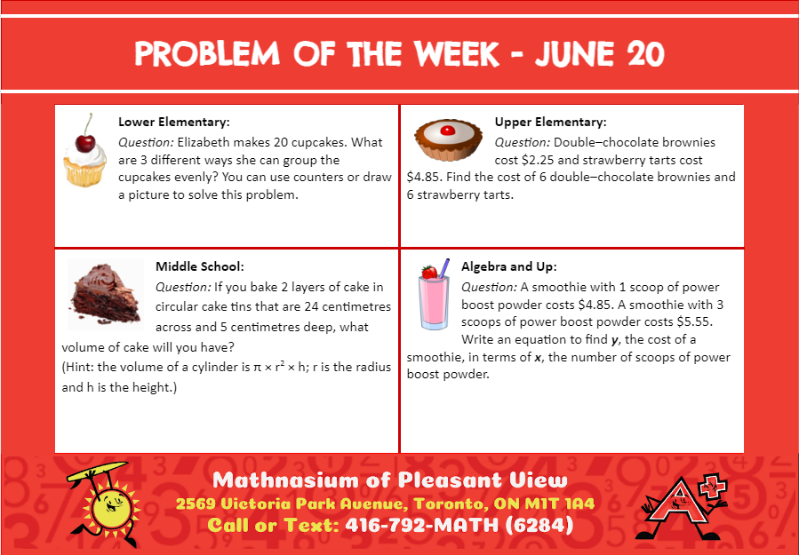 MathnasiumPv's tweet photo. Here are this week's PROBLEMS OF THE WEEK! 

#problemoftheweek #math #mathisfun #mathforkids #mathtutoring #mathenrichment #matheducation #education #mathnasium #pleasantview #torontomathtutoring #mathproblem #mathforchildren #mathhelp #homeworkhelp #toronto #mathematics https://t.co/k8ESOkBabJ