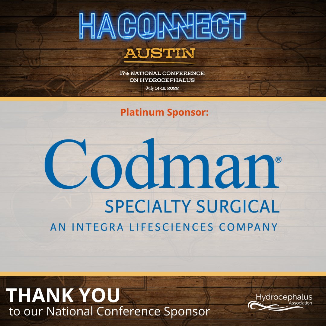 HydroAssoc's tweet photo. Thank you #Codman, a division of Integra LifeSciences Corporation, for your support of #HACONNECT & for your longstanding support of our mission! With your help, we can change the future of #hydrocephalus! Register for our Conference & stop by their booth! https://t.co/xWvs0ieb2A https://t.co/E6OjQYOYv2