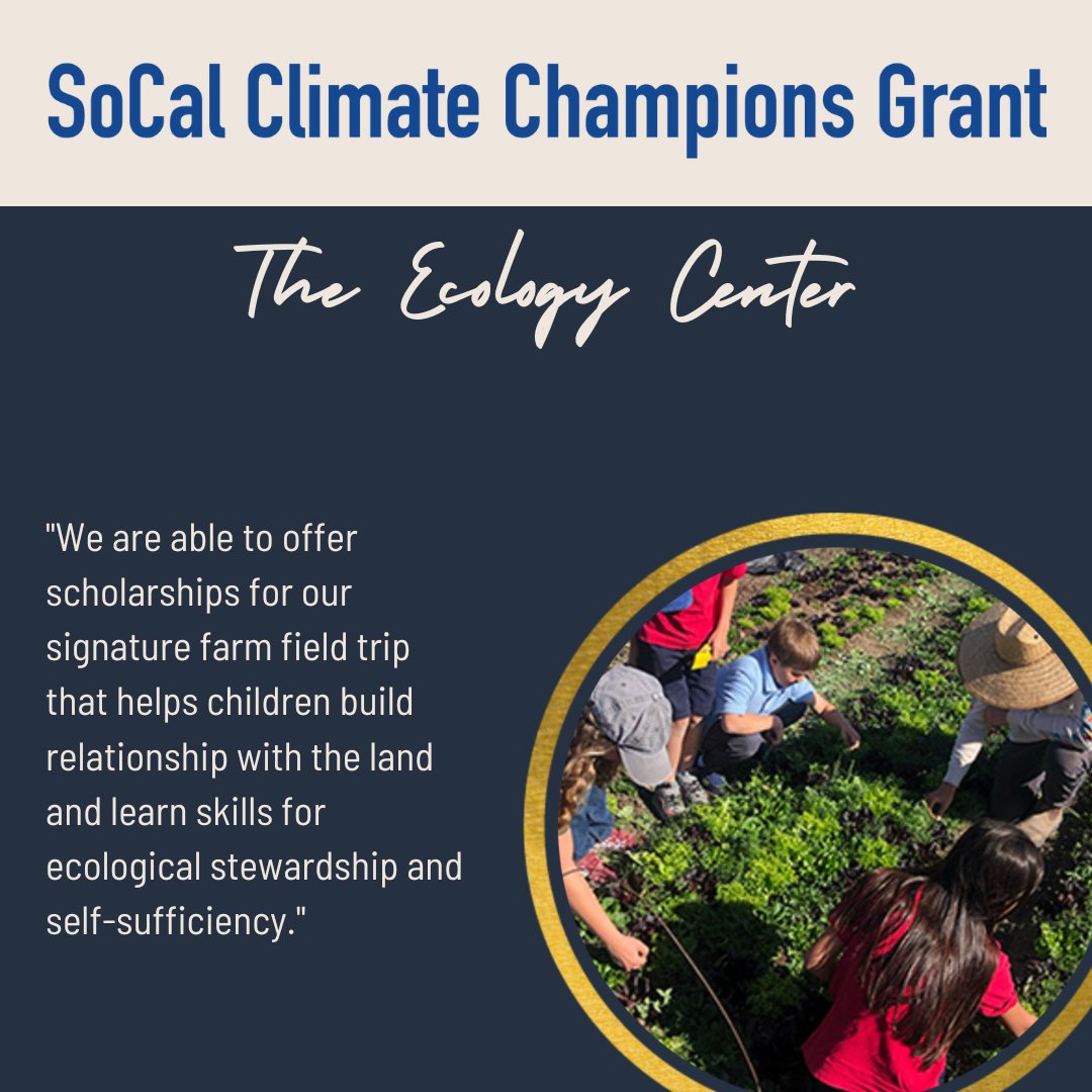 Wondering what our 2021 recipients are up to?

With the <a href="/SoCalGas/">SoCalGas</a> Climate Champions Grant, The Ecology Center is offering scholarships for their signature farm field trip and deepening children's connection to the land. 

Check out the full blog post at socalclimatechampionsgrant.com/blog/signature…