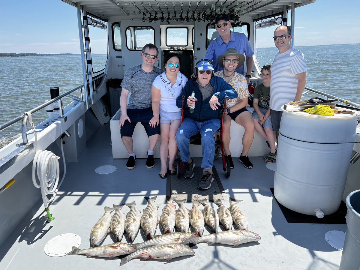 Fishing today on the Chesapeake with my 96 year old grandpa! Great day out making memories we’ll never forget. Oh yeah, and we caught our limit of 14 rockfish! 🐟🎣 #OneForTheMemories