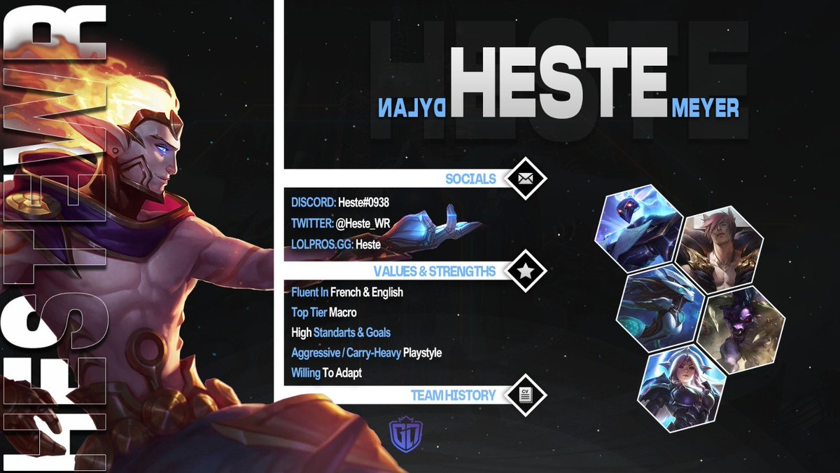 Hello, 
Im not anymore under contract with Game-Lord so im LFT for next season as support ☺️
Feel free to message me on twitter or discord
liquipedia.net/wildrift/Heste