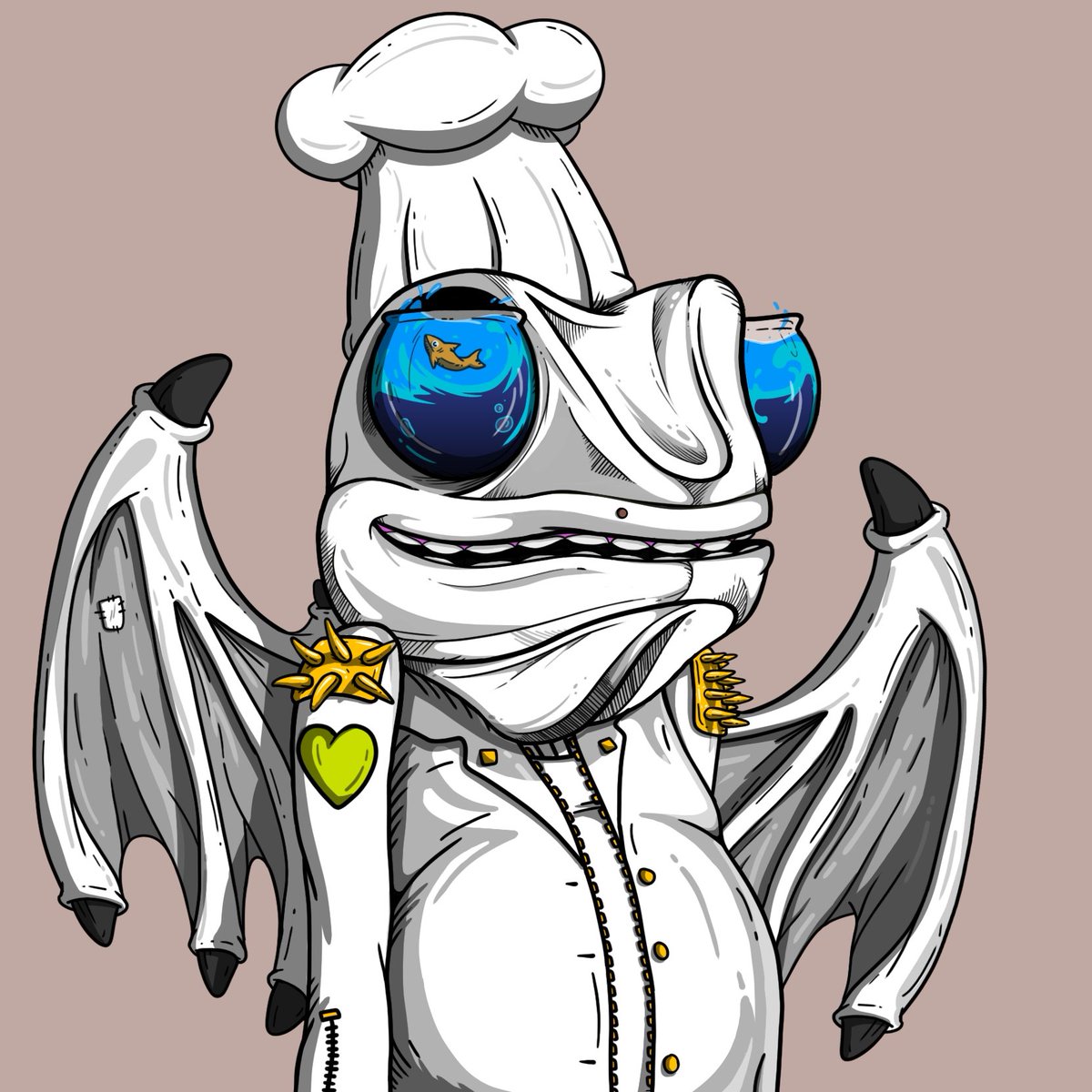 RickyDisco_'s tweet photo. @BeardedKsum @alienfrens @Chameleon_NFT Love the traitswap potions, started as a simple Cham, now it it my ChamFam interpretation of the blue eyed white dragon 🐉. Before and after: https://t.co/g5sRHez5op