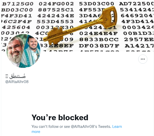 BestWebEnglish's tweet photo. 🔷🔷🔷#Update: Terrorist account @AlftaAlhr08 has blocked me for reporting them including abusive tweets containing #TerroristContent which incite hatred, violence and war against Jews / Israelis / #Israel.
Awaiting action from @TwitterSupport.
#Antisemitism #Terrorism @IsraelMFA https://t.co/L7OKmO2Hqr