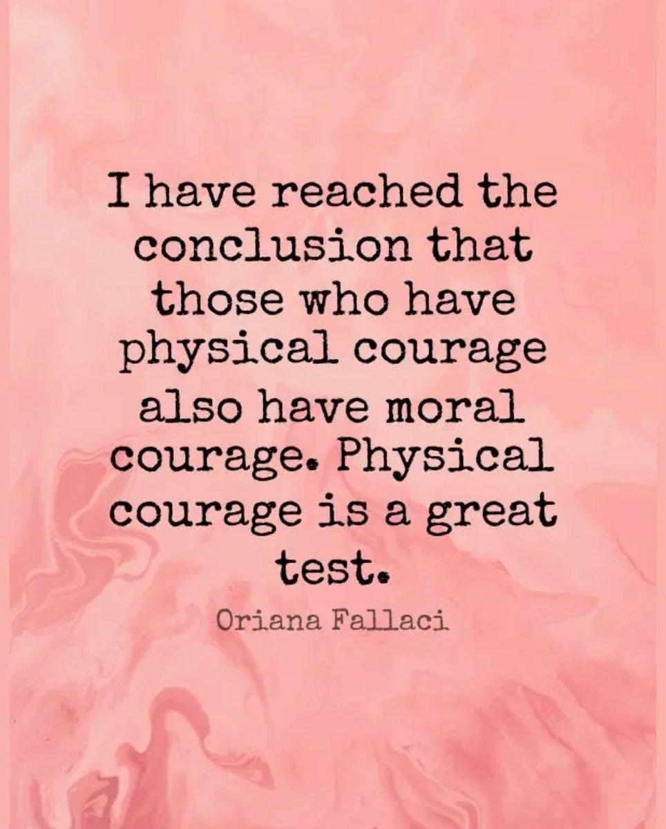 🇮🇹: Sono giunta alla conclusione che coloro che hanno coraggio fisico hanno anche coraggio morale. Il coraggio fisico è una grande prova.

#Courage #ItalianWriters #Journalism #Journalist #OrianaFallaci #Coraggio #Giornalismo #Giornalista #Scrittrice
