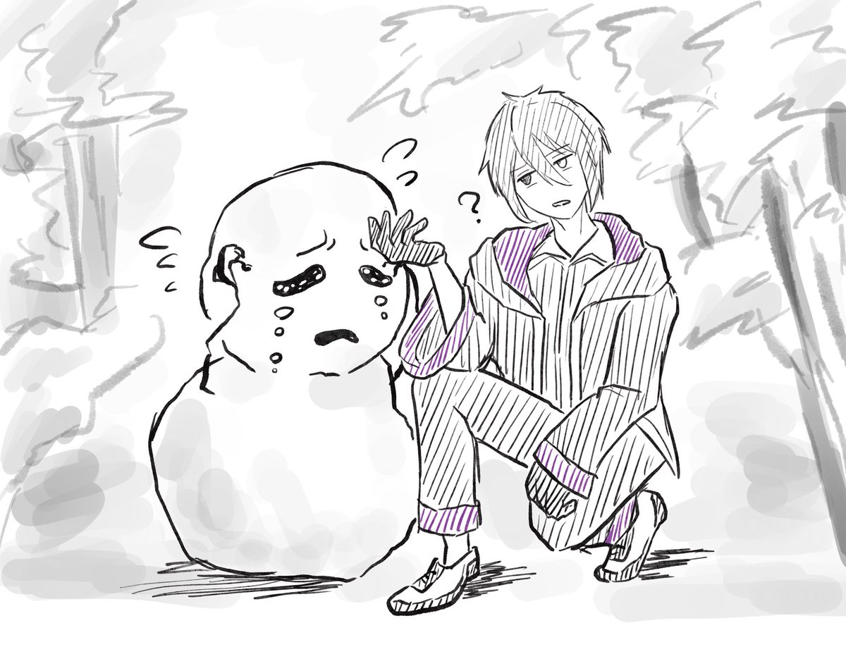 雪だるまの話を聞くオーエン (氷の森ネタ)  #まほやく_FA 