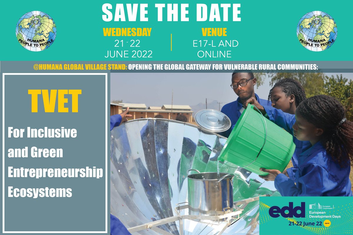 HumanaSA's tweet photo. Want to find out what @HumanaHPP is talking about at #EDD22? Follow and share your comments #EDD22 #GlobalGateWay #HumanaEDD #TVET #SkillsTraining @EuropeAid #TVET #skillsforimpact https://t.co/OLaJqdrQCv
