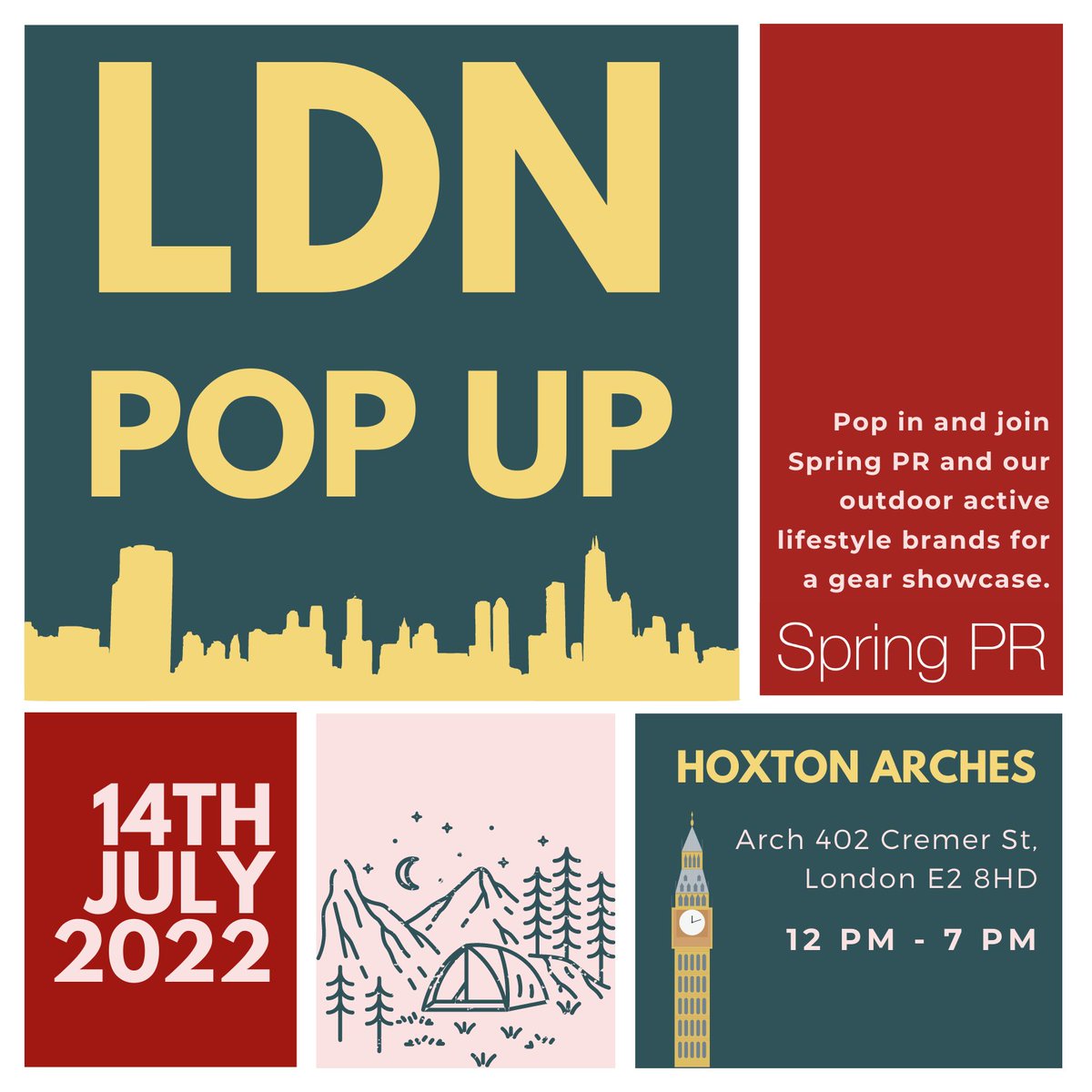 Spring PR's London Pop Up is back! Catch us at Hoxton Arches on the 14th July for a showcase of outdoor and active lifestyle products. RSVP: abbie@springpr.com #journorequest #prrequest