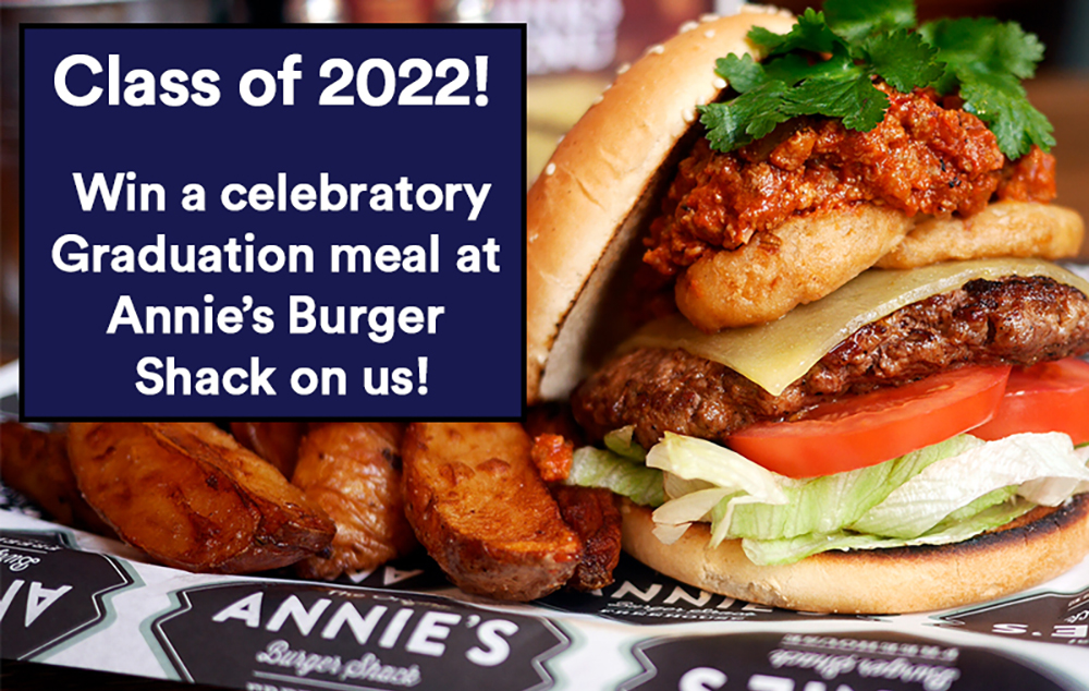 Calling all Class of 2022 summer graduates! 🎓

The awesome folks <a href="/original_annies/">Annie's Burger Shack Nottingham</a> have donated us £75 in vouchers for one lucky competition winner.

Fancy it? Just follow us and RT this post!

Competition closes 9am BST on Thursday 30 June.

Full T&amp;Cs: bit.ly/3O18DqV