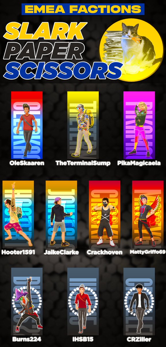 OFFICIAL TEAM REVEAL TIME!

Introducing Slark Paper Scissors:

OleSkaaren <a href="/OleSkaaren/">Ole</a>
TheTerminalSump <a href="/terminalsump/">Tim Morgan</a>
PikaMagicaela <a href="/RuthieGledhill/">Ruth Gledhill</a> 
Hooter1591
JaikeClarke <a href="/jaikeclarke/">jaikeclarke</a>
Crackhoven <a href="/Crackhoven/">your wifes boyfriend</a> 
MattyGriffo69
Burns224 <a href="/Burnsy_224/">Burns</a> 
IHSB15 <a href="/_IHSB15/">IHSB15</a> 
CRZiller