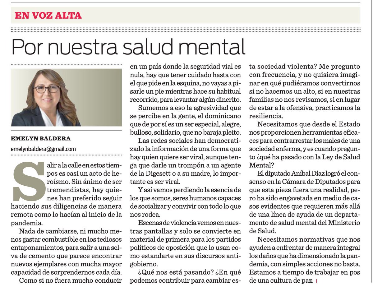 MaximoJimenezRD's tweet photo. OPINIÓN | «En voz alta» - Por nuestra salud mental - Por @emelynbaldera en @ElCaribeRD  https://t.co/kPCzuddjVz @AnibalDiputado https://t.co/QGMcJKkd4b