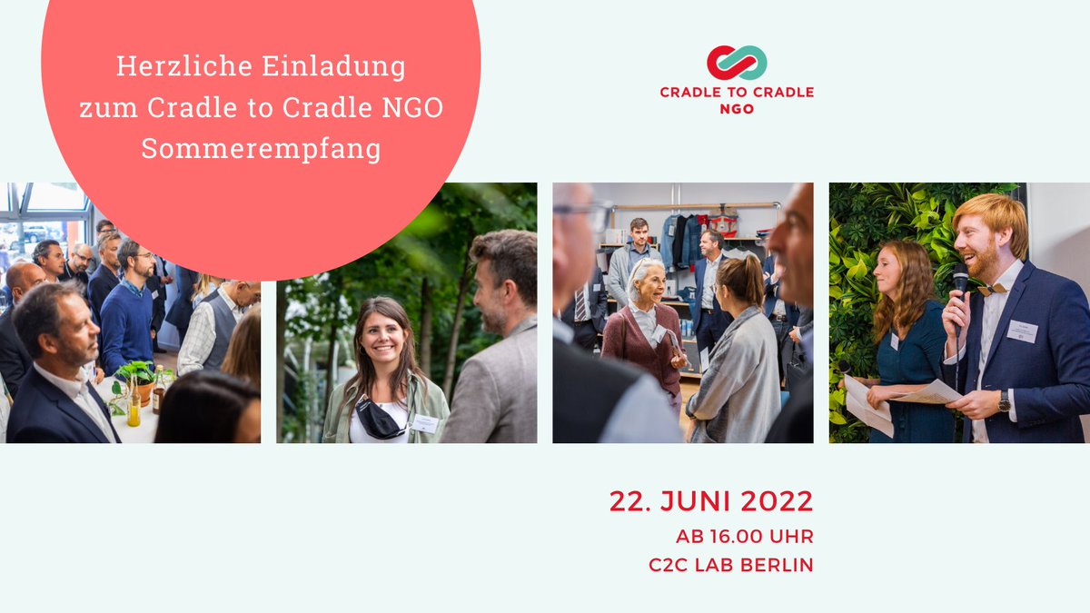 C2C_NGO's tweet photo. Sommer, Sonne & #CradletoCradle! Am 22. Juni ab 16 Uhr feiern wir Cradle to Cradle in unserem #C2CLAB in #Berlin und heißen Euch herzlich zum Sommerempfang willkommen! Zur Anmeldung: https://t.co/zPZrRCHjo5 https://t.co/XmYQ9jh5PA