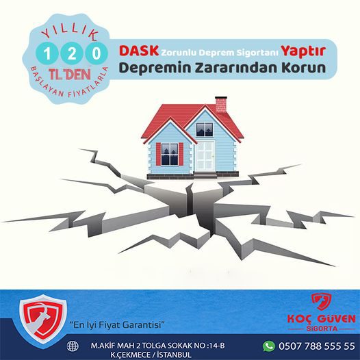 Zorunlu DASK sigortasınız geç olmadan yaptırın, yuvanızın temellerini sağlama alın. #kocgüvensigorta
Sizleri ofisimize kahve içmeye bekleriz…
Mehmetakif Mah.2 Tolga Sok No:20-22C
K.ÇEKMECE / İSTANBUL
BİZLERE 7/24 ULAŞABİLİRSİNİZ......
📲  Sigorta Fiyatı İçin
☎️   0212 494 52 53