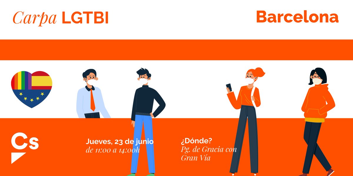 CsEixample's tweet photo. 🏳️‍🌈 Volvemos a celebrar nuestra carpa LGTBI y te invitamos a formar parte de ella! Celebraremos juntos:

❤️ EL AMOR
🧡 LA LIBERTAD
💛 LA IGUALDAD
💚 EL ORGULLO
💙 LA DIVERSIDAD

Nos vemos el próximo 23 de junio desde las 11h en Passeig de Gràcia con Gran vía.

#EstimemBCN🧡 https://t.co/ZHY4U0u24l