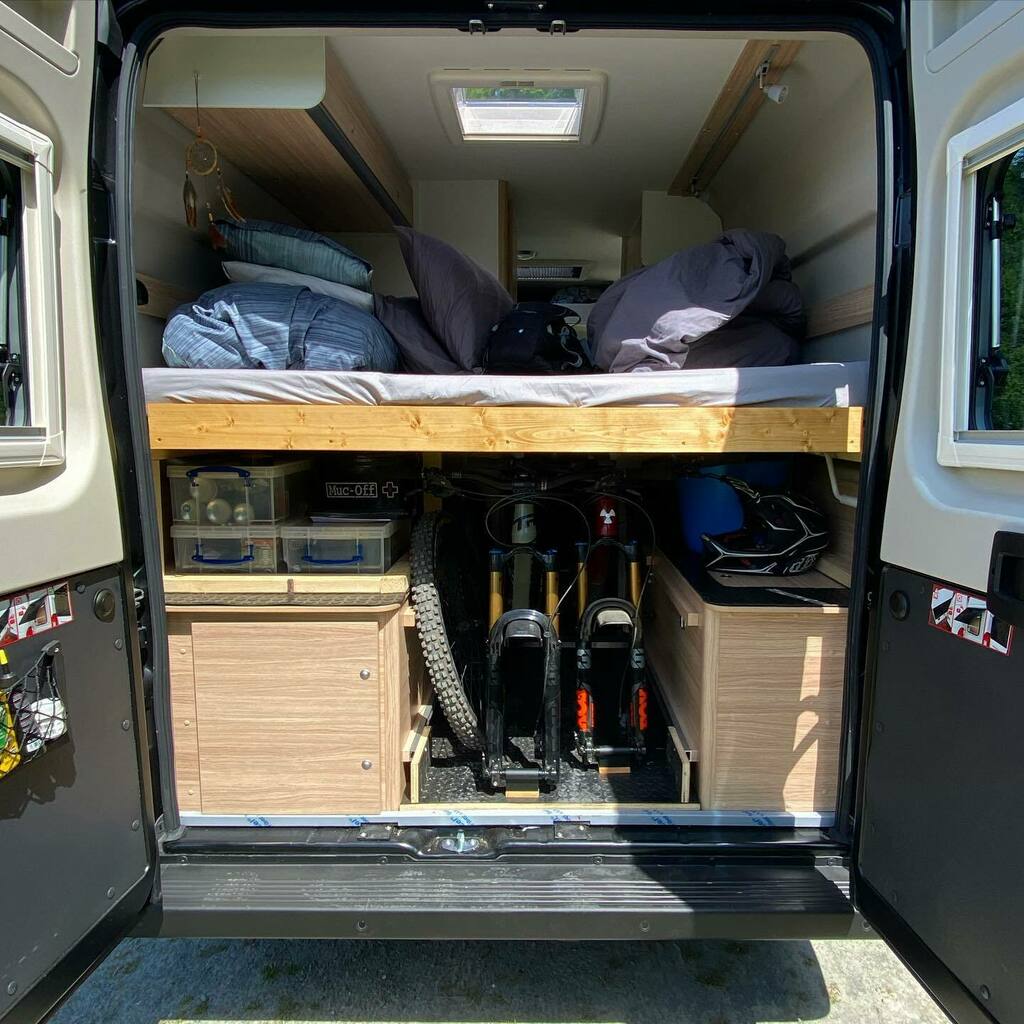 vanlifetv's tweet photo. A couple of little modifications in the back of the van, and 2 mountain bikes fit in perfectly! https://t.co/etcgSPWVkH