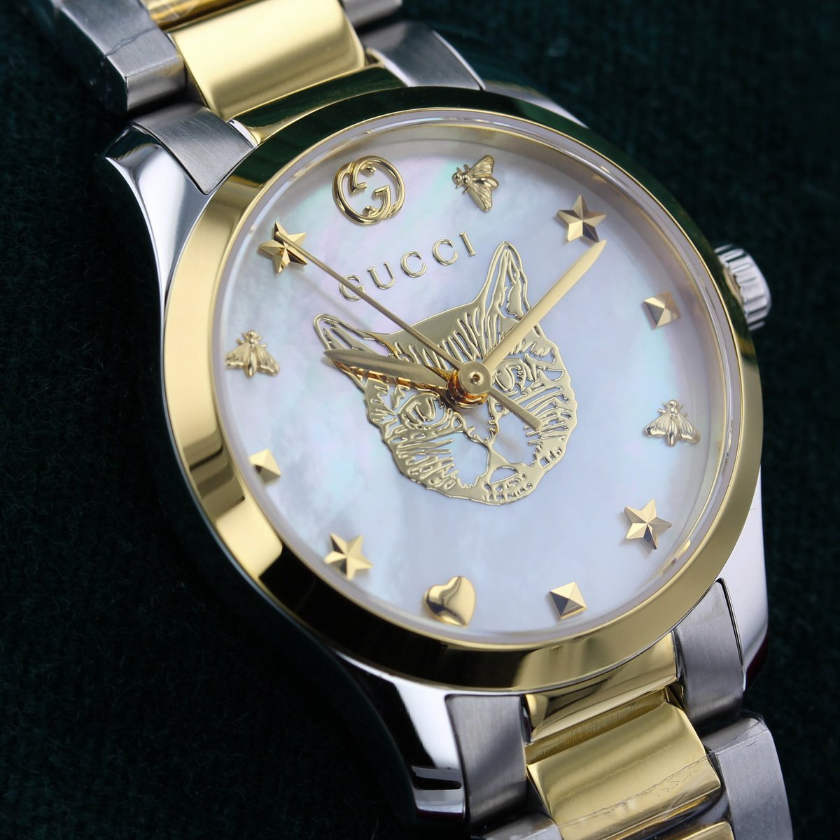 BBDiamonds's tweet photo. This @gucci G-Timeless watch comes in a 27mm steel and yellow PVD case, hosts a trustworthy quartz movement, is water resistant to 50m with highly durable Sapphire Crystal glass.

Available online today at https://t.co/mXnRdx5CWJ.

#Gucci #GTimeless https://t.co/ipZoqqr2Xk